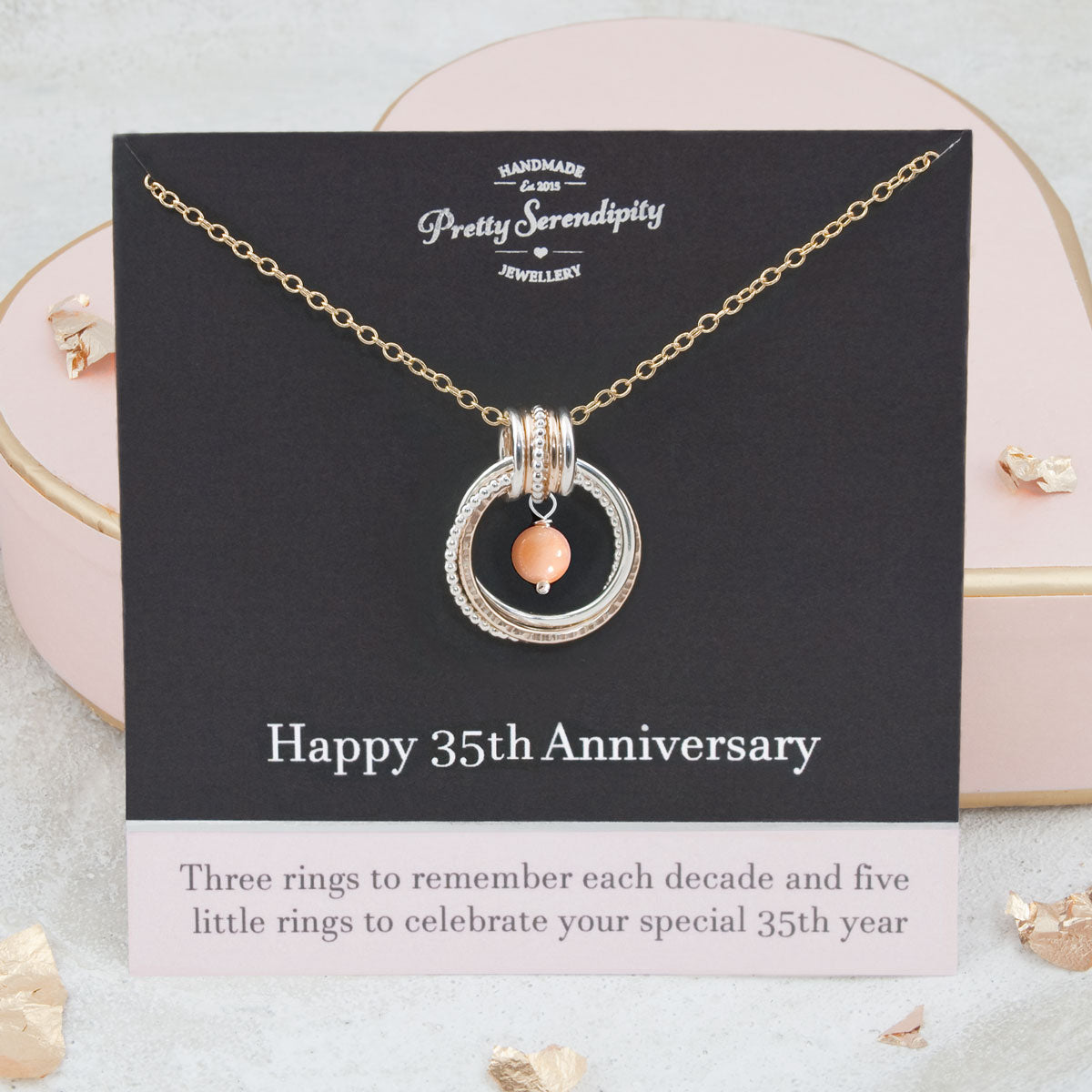 35th Coral Wedding Anniversary Necklace – Silver and Gold