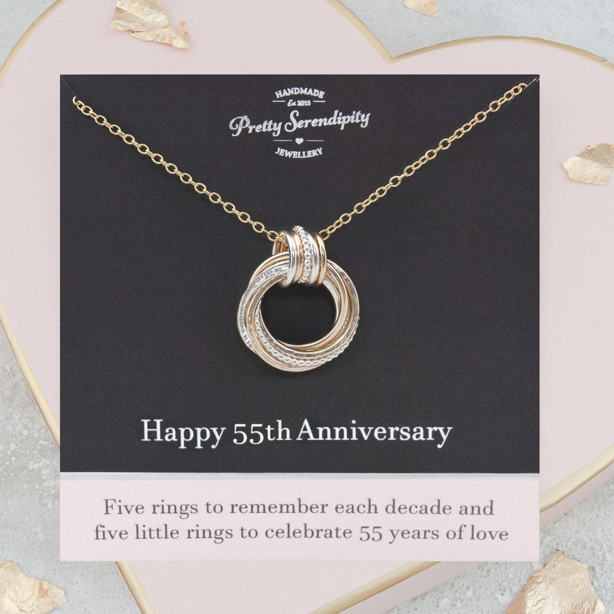 55th Wedding Anniversary Necklace – Silver and Gold