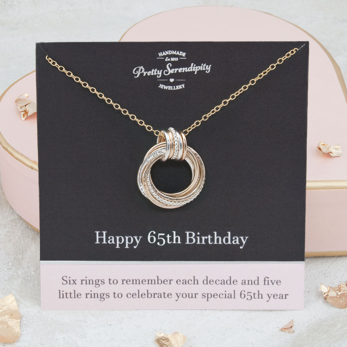65th Birthday Necklace – Silver and Gold