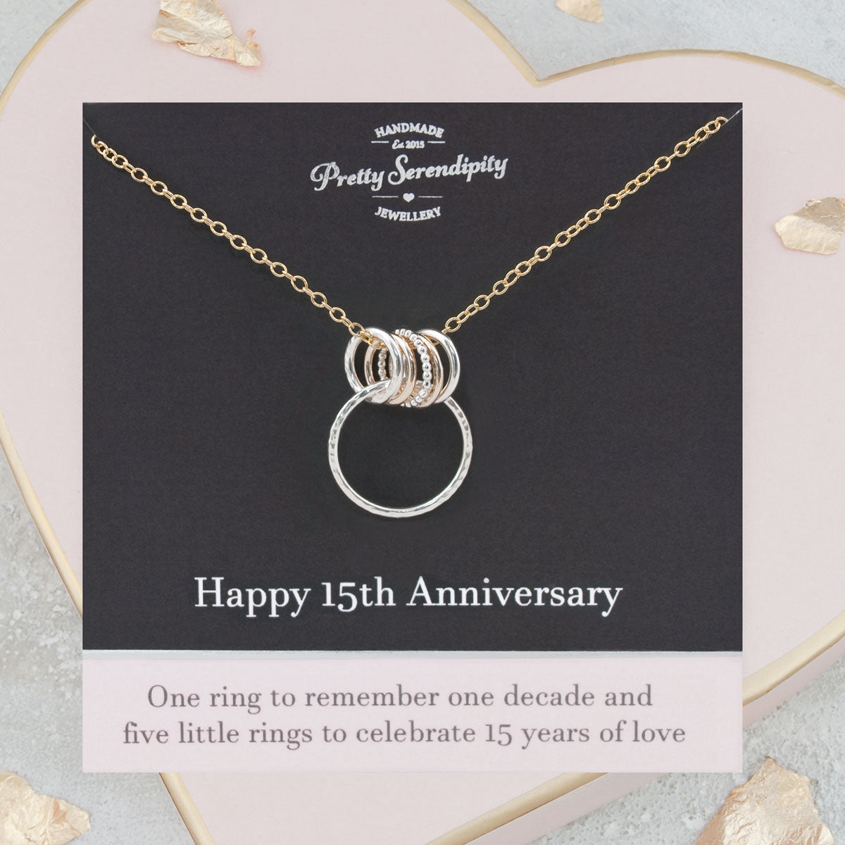 15th Wedding Anniversary Necklace – Silver and Gold