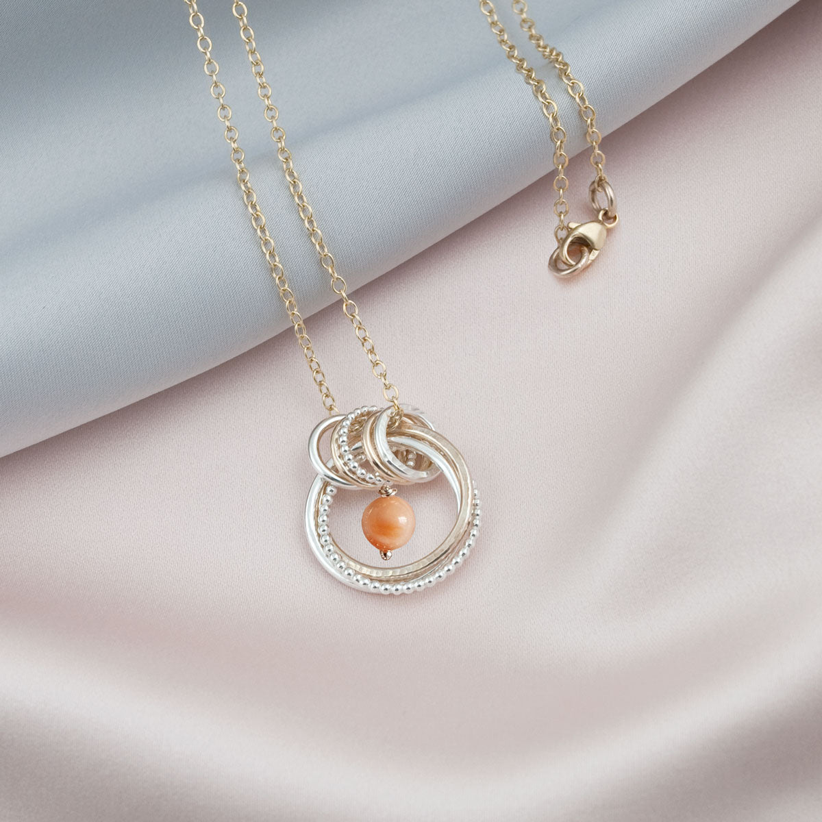 35th Coral Wedding Anniversary Necklace – Silver and Gold