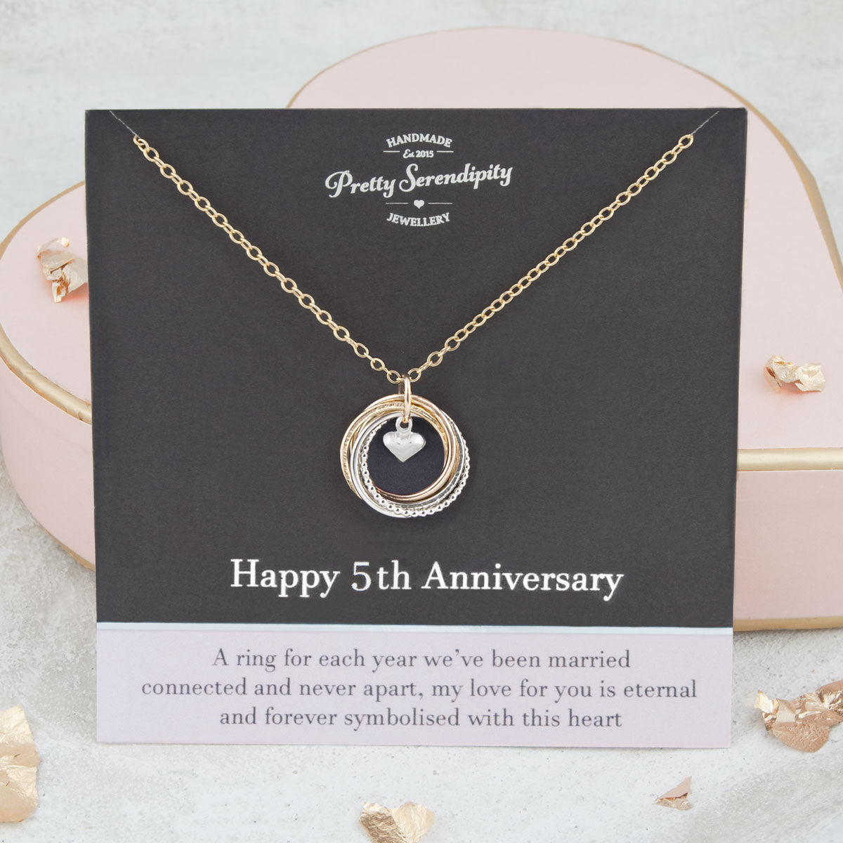 5th Wedding Anniversary Necklace – Silver and Gold