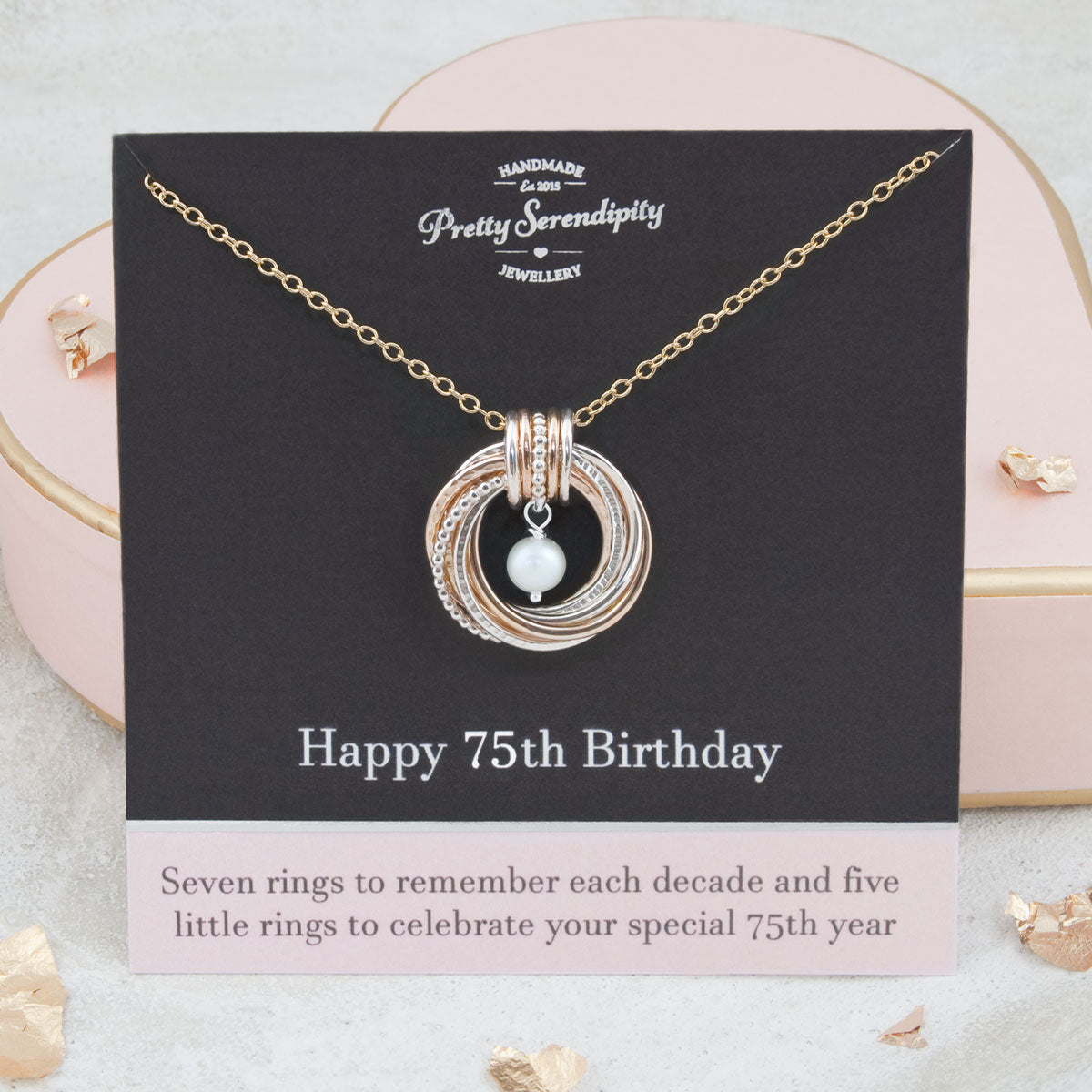 75th Birthday Birthstone Necklace – Silver and Gold