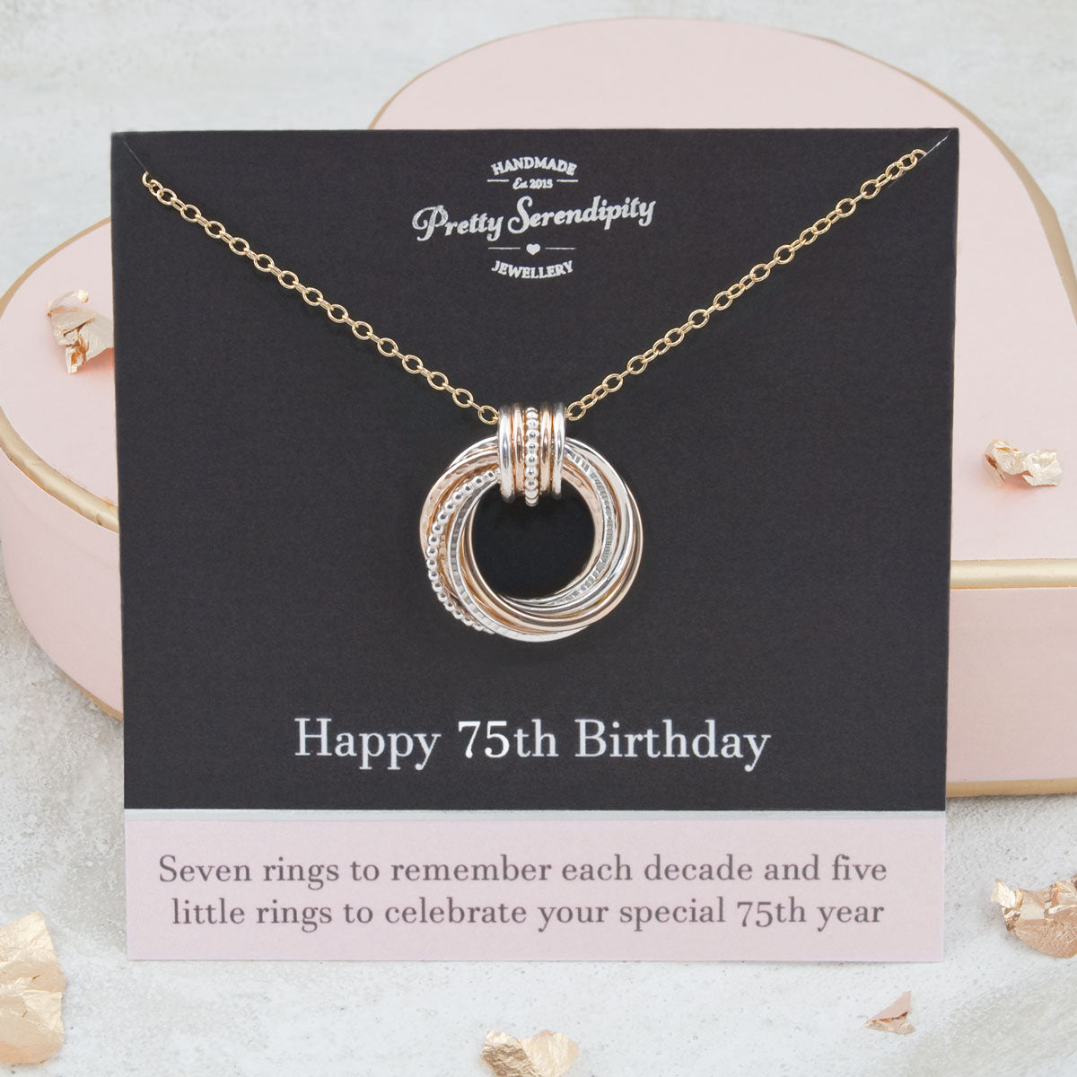 75th Birthday Necklace – Silver and Gold