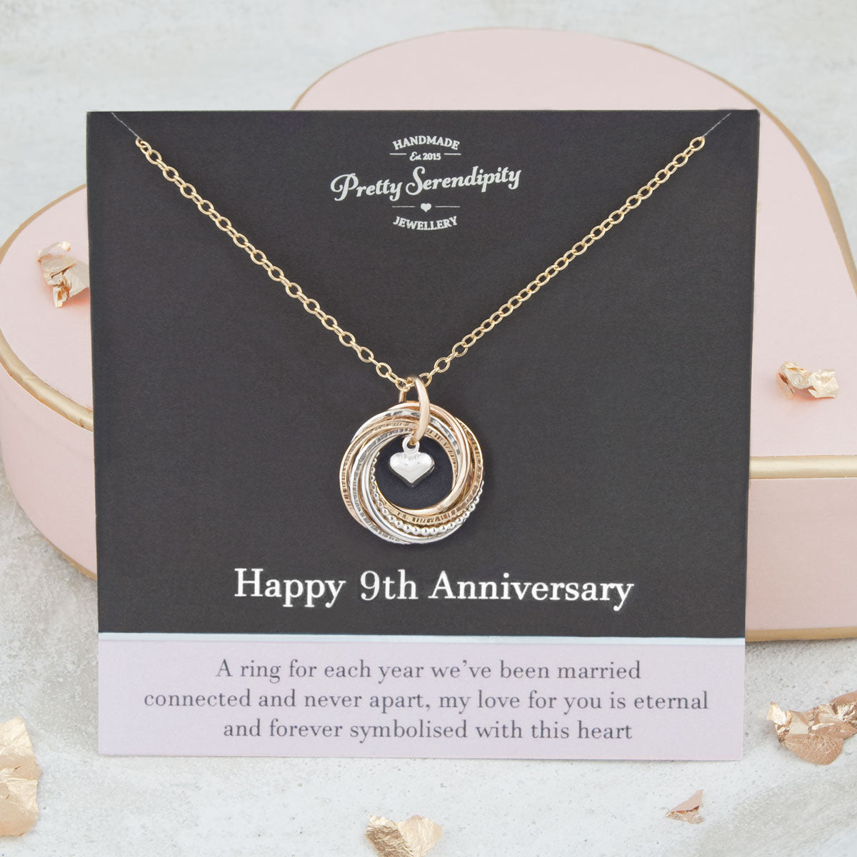 9th Wedding Anniversary Necklace – Silver and Gold