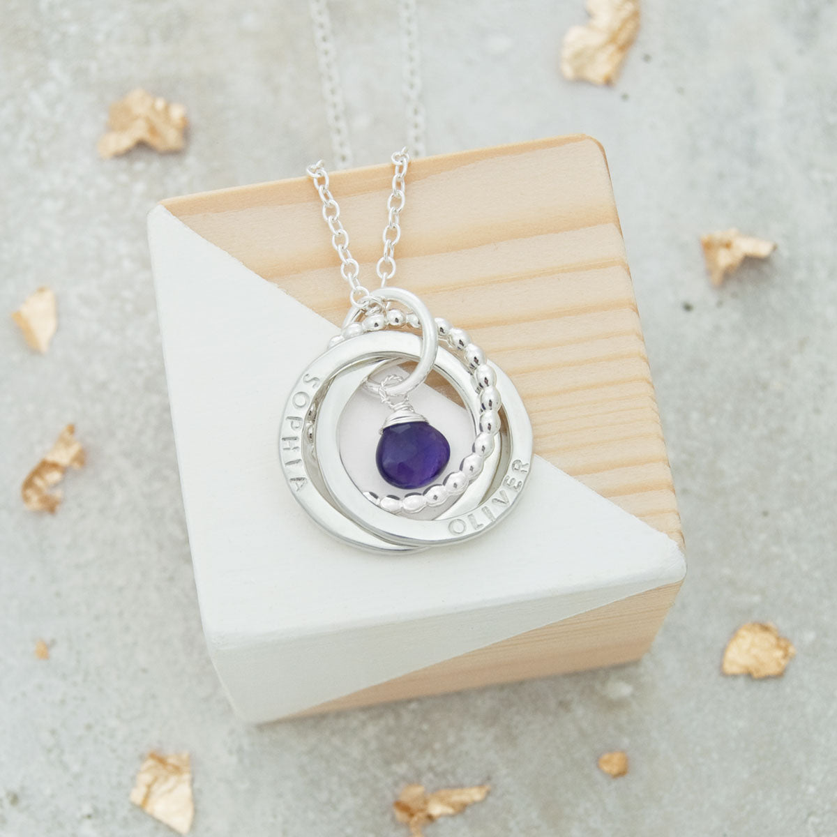 Personalised Beaded Russian Ring Birthstone Necklace