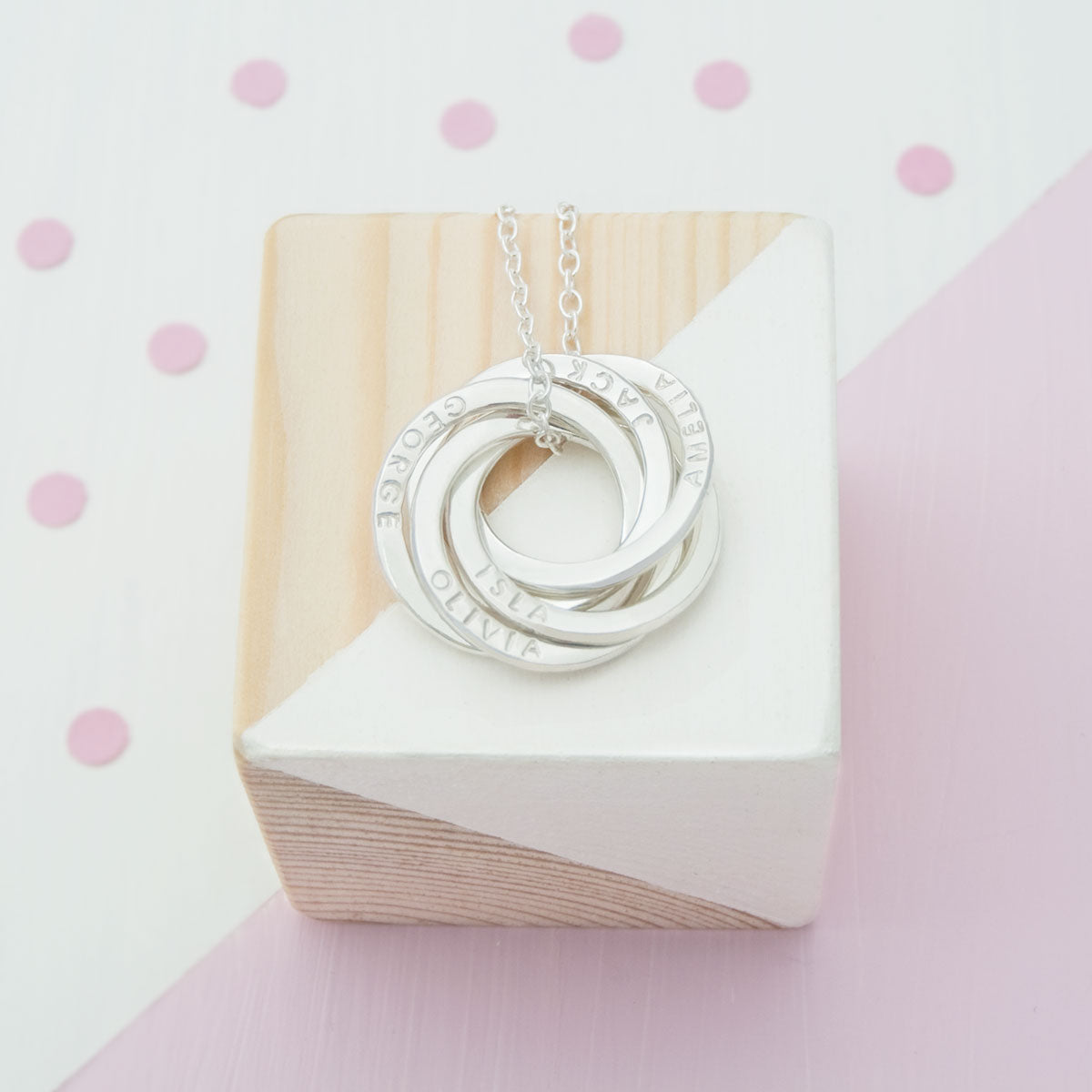 Personalised Five Ring Russian Necklace